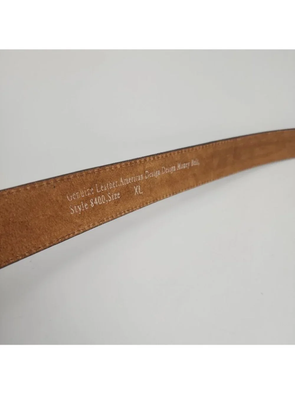 Leather Money Belt Mens XL Brown Inside Zipper Fits 40-45